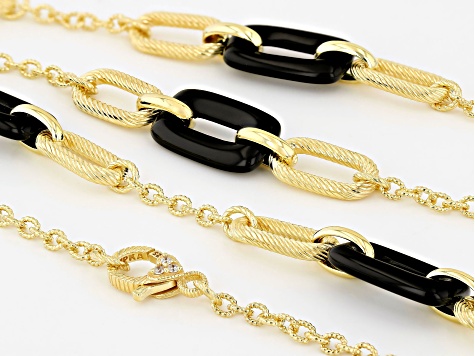 Judith Ripka Black Onyx 14k Gold Clad 38" Necklace