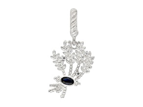 Judith Ripka Blue Sapphire and Cubic Zirconia Rhodium Over Sterling Silver "Virgo" Charm 0.30ct
