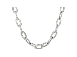 Judith Ripka Rhodium Over Sterling Silver Flattened Paperclip Chain Necklace