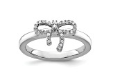 Sterling Silver Stackable Expressions Bow Diamond Ring 0.109ctw