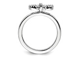 Sterling Silver Stackable Expressions Bow Diamond Ring 0.109ctw