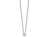 Sterling Silver Bezel 8mm Cubic Zirconia Necklace