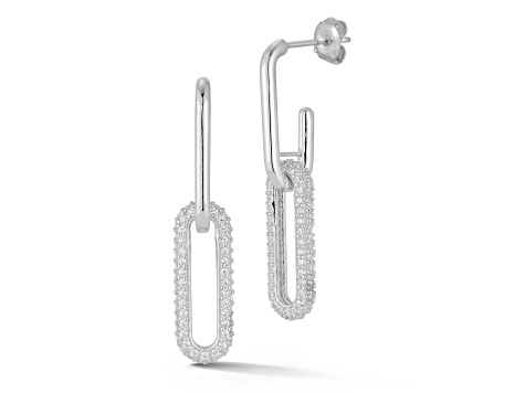 Rachel Zoe Rhodium Over Sterling Silver Pave Link Cubic Zirconia