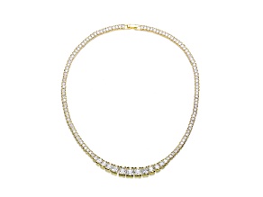Clear Cubic Zirconia, 14k Gold Plated over Sterling Silver Graduated Tennis Necklace