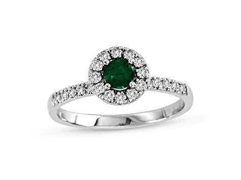 0.58ctw Emerald and Diamond Ring in 14k White Gold