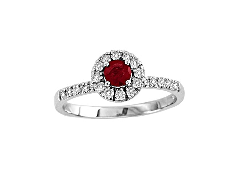 0.65ctw  Ruby and Diamond Ring in 14k White Gold