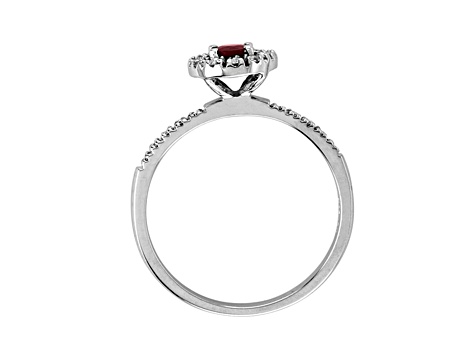 0.65ctw  Ruby and Diamond Ring in 14k White Gold