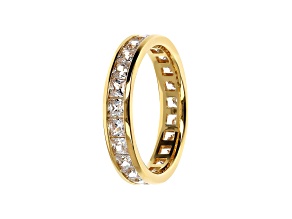 White Cubic Zirconia Eternity Band 18K Yellow Gold Over Bronze Ring