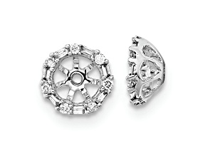 Rhodium Over 10k White Gold 6mm 0.10ctw Diamond Earring Jackets