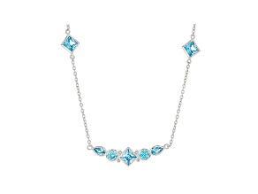 Judith Ripka 5ctw Sky Blue Bella Luce Rhodium over Sterling Silver Station Necklace