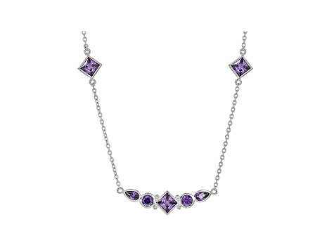 Judith Ripka 5ctw Purple Bella Luce Rhodium over Sterling Silver Station Necklace