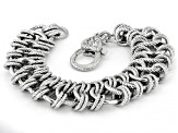 Judith Ripka Verona Rhodium Over Sterling Silver Textured Link Bracelet