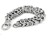 Judith Ripka Verona Rhodium Over Sterling Silver Textured Link Bracelet