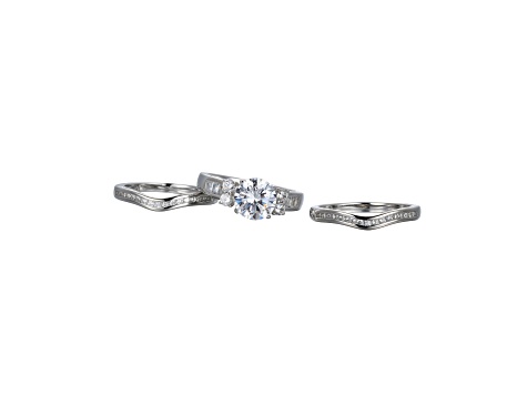 White Cubic Zirconia Rhodium Over Sterling Silver 3 Pieces Bridal Set Rings 4.28ctw