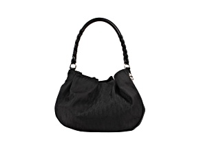 Dior Cannage Black Monogram Canvas Leather Trim Shoulder Bag