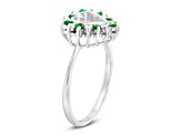 0.27ctw Emerald and Diamond Heart Shaped Ring in 14k White Gold