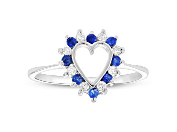 Picture of 0.35ctw Sapphire and Diamond Heart Shaped Ring in 14k White Gold