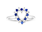 0.35ctw Sapphire and Diamond Heart Shaped Ring in 14k White Gold