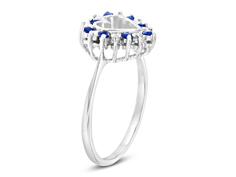 0.35ctw Sapphire and Diamond Heart Shaped Ring in 14k White Gold