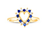 0.35ctw Sapphire and Diamond Heart Shaped Ring in 14k Yellow Gold