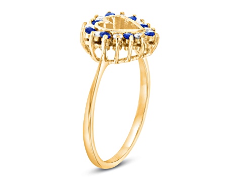 0.35ctw Sapphire and Diamond Heart Shaped Ring in 14k Yellow Gold