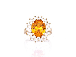 4.85 Ctw Yellow Sapphire and 1.70 Ctw Diamond Ring in 14K YG