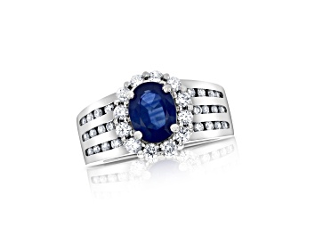 Picture of 2.00ctw Sapphire and Diamonds Ring in 14k White Gold
