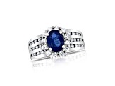 2.00ctw Sapphire and Diamonds Ring in 14k White Gold