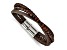 Leather and Stainless Steel Polished with Tiger's Eye Brown 8.25-inch Bracelet
