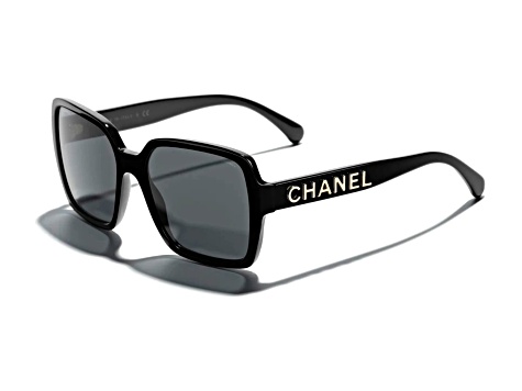 Chanel Square Black Frame Gold Tone Chanel Logo / Gray