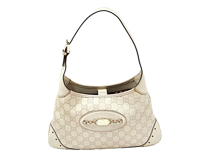 Gucci White Guccissima Leather Punch Hobo - 11SNFA | JTV