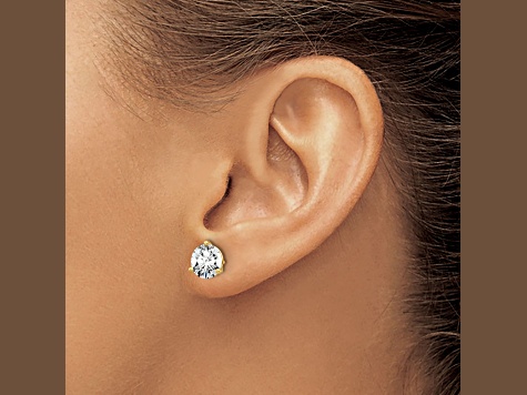 14K Yellow Gold Lab Grown Diamond 2ct. VS/SI GH+, 3 Prong Screwback Earrings