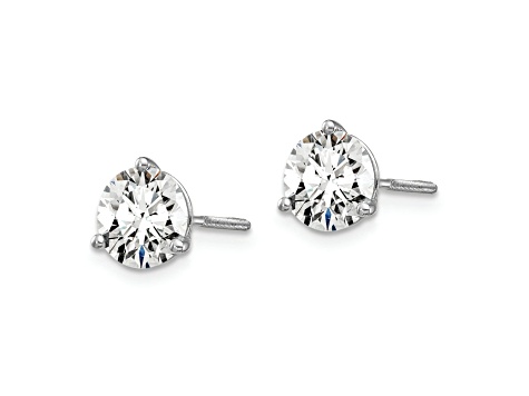 Rhodium Over 14K Gold Lab Grown Diamond 2ct. VS/SI GH+, 3 Prong Screwback Earrings