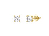 White Cubic Zirconia 14k Yellow Gold Studs With Velvet Gift Box 0.50ctw