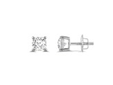 White Cubic Zirconia 14k White Gold Studs With Velvet Gift Box 0.50ctw