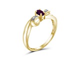 Red Ruby with White Diamond Accent 14K Gold Over Sterling Silver Ring 0.40ctw