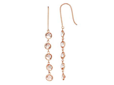 Morganite Simulant 10K Rose Gold Dangle Earrings 2.60ctw