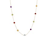 Multi Gemstone 10K Yellow Gold Station Necklace 2.60ctw