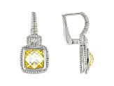 Judith Ripka 5ctw Canary Yellow Cubic Zirconia Rhodium Over Sterling Silver Drop Earrings