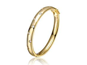Clear Cubic Zirconia, 14k Gold Plated over Brass Starry Galaxy Bangle Bracelet