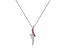 Round Ruby and White Sapphire Sterling Silver Pendant With Chain
