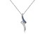 Round Blue Sapphire and White Sapphire Sterling Silver Pendant With Chain