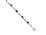 Rhodium Over 14k White Gold Diamond and Ruby Bracelet