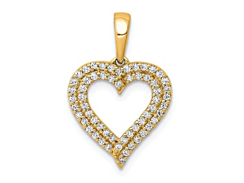 Picture of 14k Yellow Gold Diamond 2-row Heart Pendant