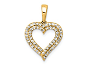 14k Yellow Gold Diamond 2-row Heart Pendant