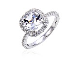 White Topaz Sterling Silver Halo Ring, 3.83ctw