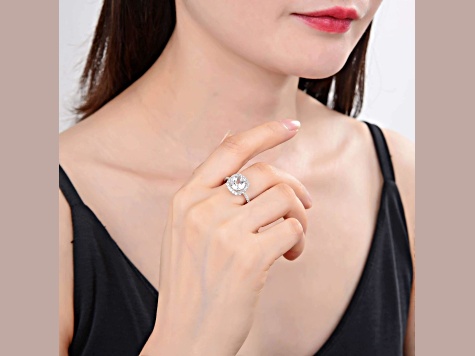 White Topaz Sterling Silver Halo Ring, 3.83ctw