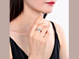 Square Cushion Blue Topaz with White Topaz Accents Sterling Silver Tapered Shoulders Ring, 1.88ctw