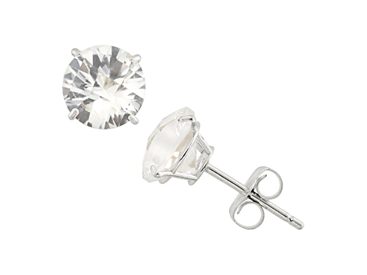 Lab Created White Sapphire Round 10K White Gold Stud Earrings, 2ctw