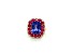 Square Cushion Tanzanite, Ruby and Diamond 14K Yellow Gold Ring